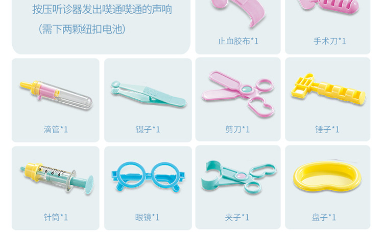 Children's Portable Medical Equipment Toy Box Stethoscope Injection First Aid Kit Doctor Playhouse Set Toys Wholesale Foreign Trade
