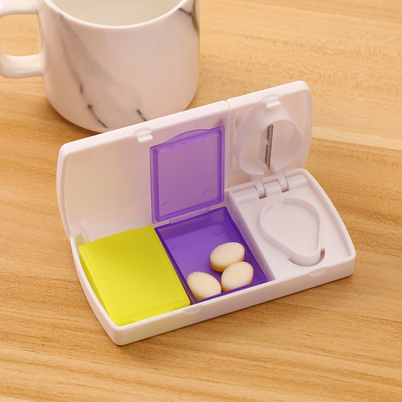 Portable First-Aid Kit Multi-Function Compartment Mini Storage Box Travel Portable Pill Cutter Storage Box Factory Direct Sales