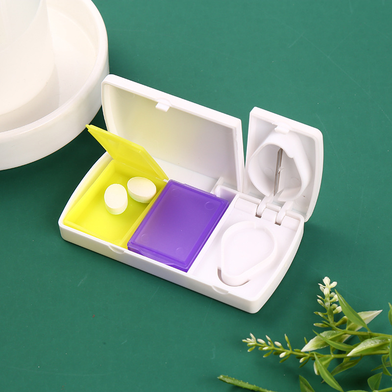Portable First-Aid Kit Multi-Function Compartment Mini Storage Box Travel Portable Pill Cutter Storage Box Factory Direct Sales