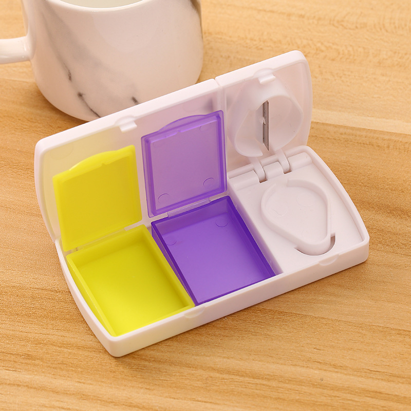 Portable First-Aid Kit Multi-Function Compartment Mini Storage Box Travel Portable Pill Cutter Storage Box Factory Direct Sales