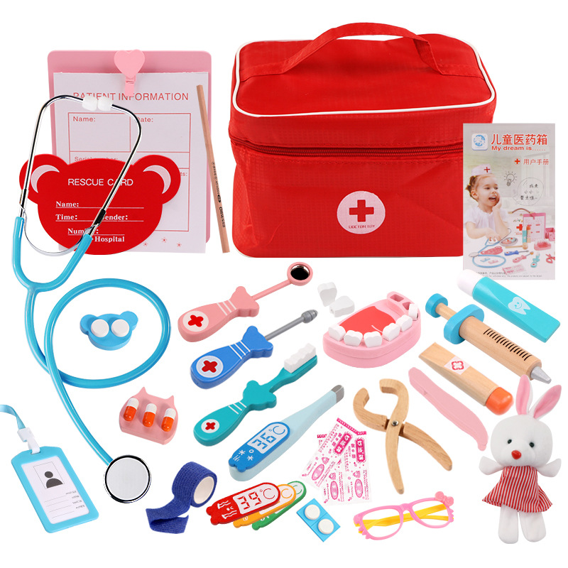 Children Play House Doctor Toy Set Educational Simulation Cloth Bag Medicine Box Simulation Nurse Injection First-Aid Kit