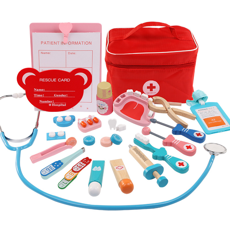 Children Play House Doctor Toy Set Educational Simulation Cloth Bag Medicine Box Simulation Nurse Injection First-Aid Kit