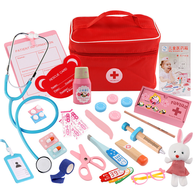 Children Play House Doctor Toy Set Educational Simulation Cloth Bag Medicine Box Simulation Nurse Injection First-Aid Kit