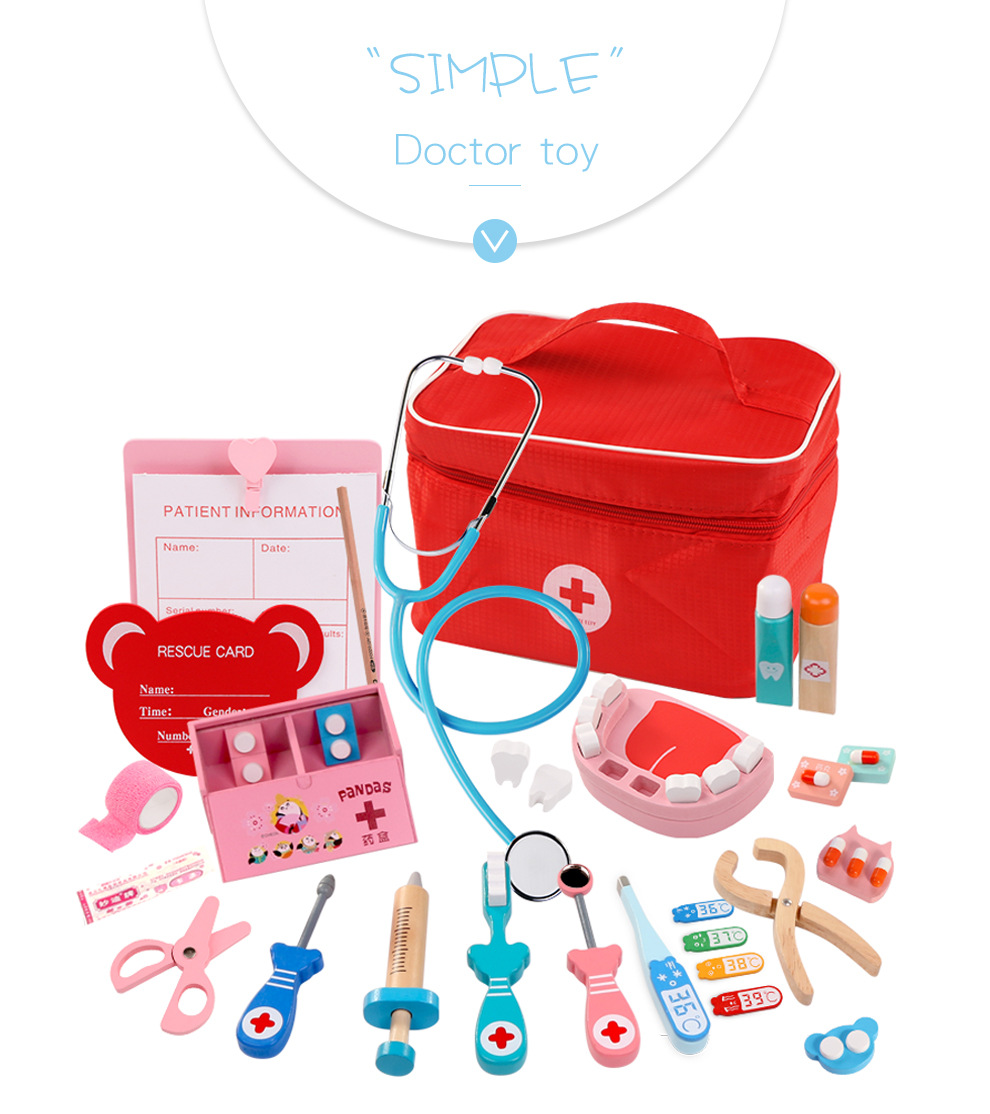 Children Play House Doctor Toy Set Educational Simulation Cloth Bag Medicine Box Simulation Nurse Injection First-Aid Kit