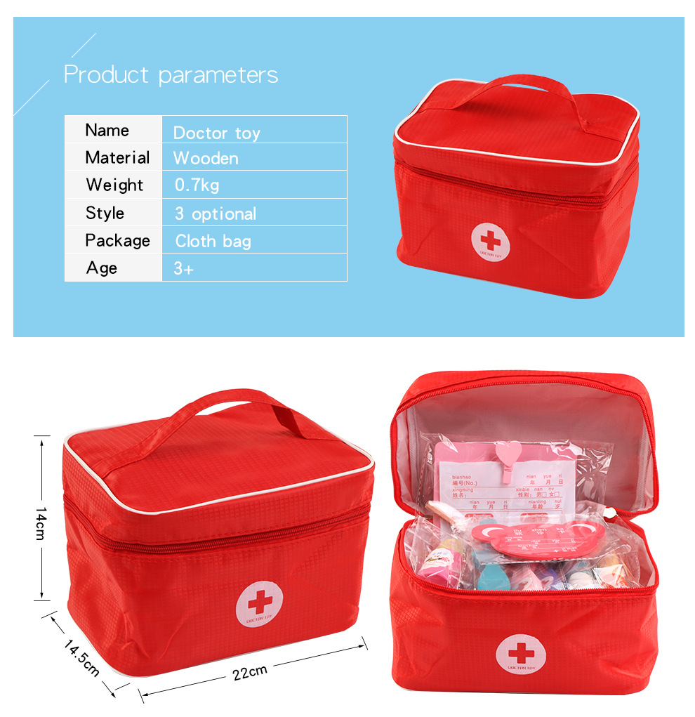 Children Play House Doctor Toy Set Educational Simulation Cloth Bag Medicine Box Simulation Nurse Injection First-Aid Kit