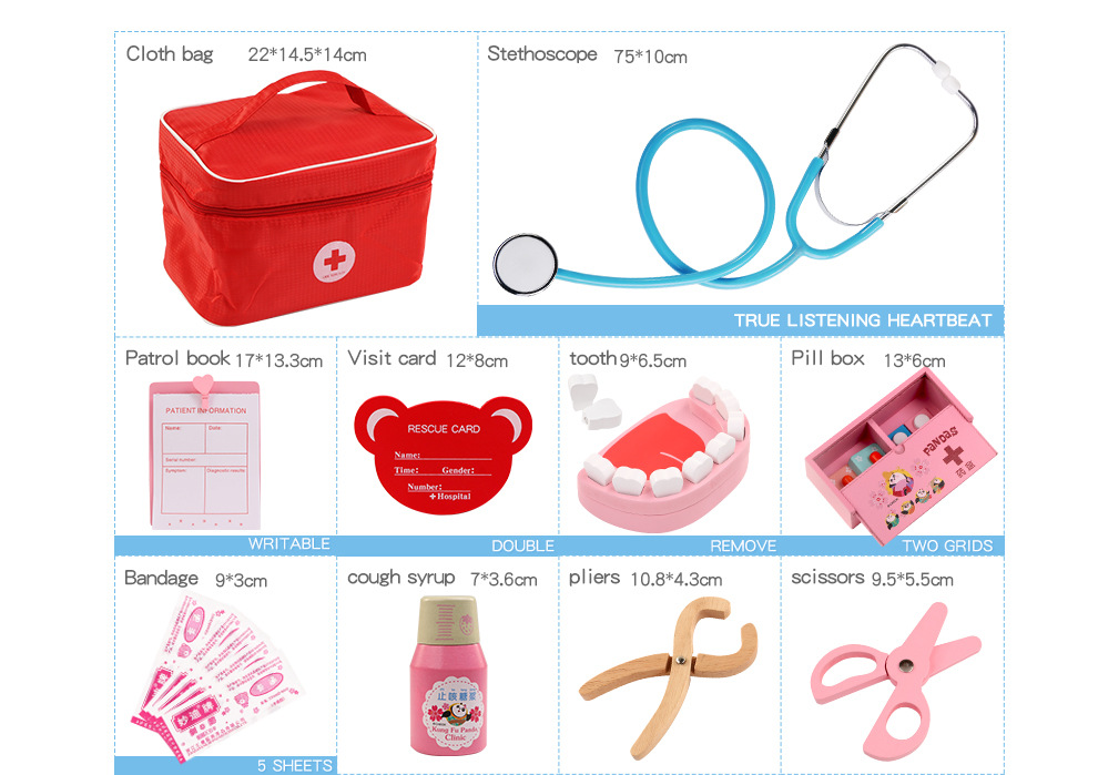 Children Play House Doctor Toy Set Educational Simulation Cloth Bag Medicine Box Simulation Nurse Injection First-Aid Kit