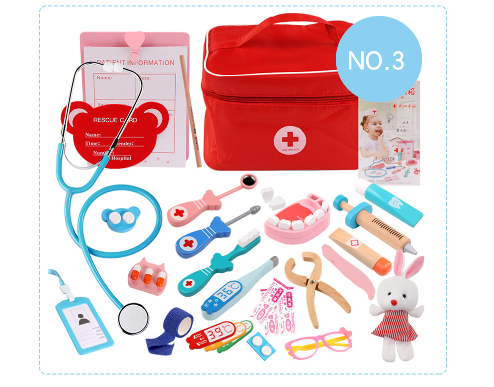 Children Play House Doctor Toy Set Educational Simulation Cloth Bag Medicine Box Simulation Nurse Injection First-Aid Kit