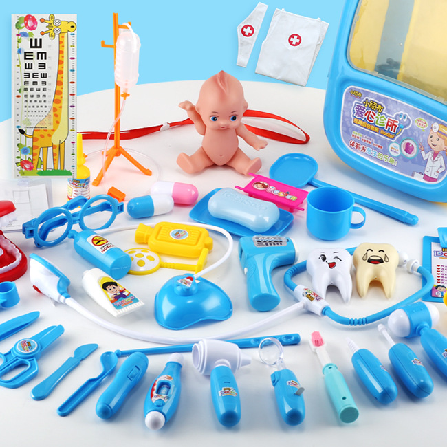 Children&#039;s Educational Playhouse Little Doctor Toy Set First Aid Kit Medicine Box Injection Small Nurse Simulation Stethoscope