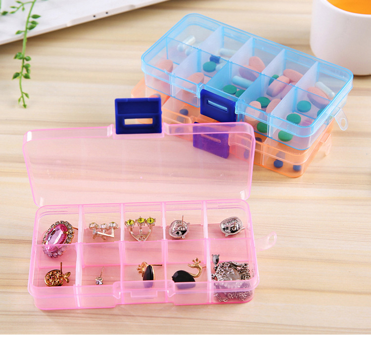 Detachable DIY Classification Transparent Mini Portable First-Aid Kit Travel Storage Box 10 Grid Jewelry Box Finishing Box