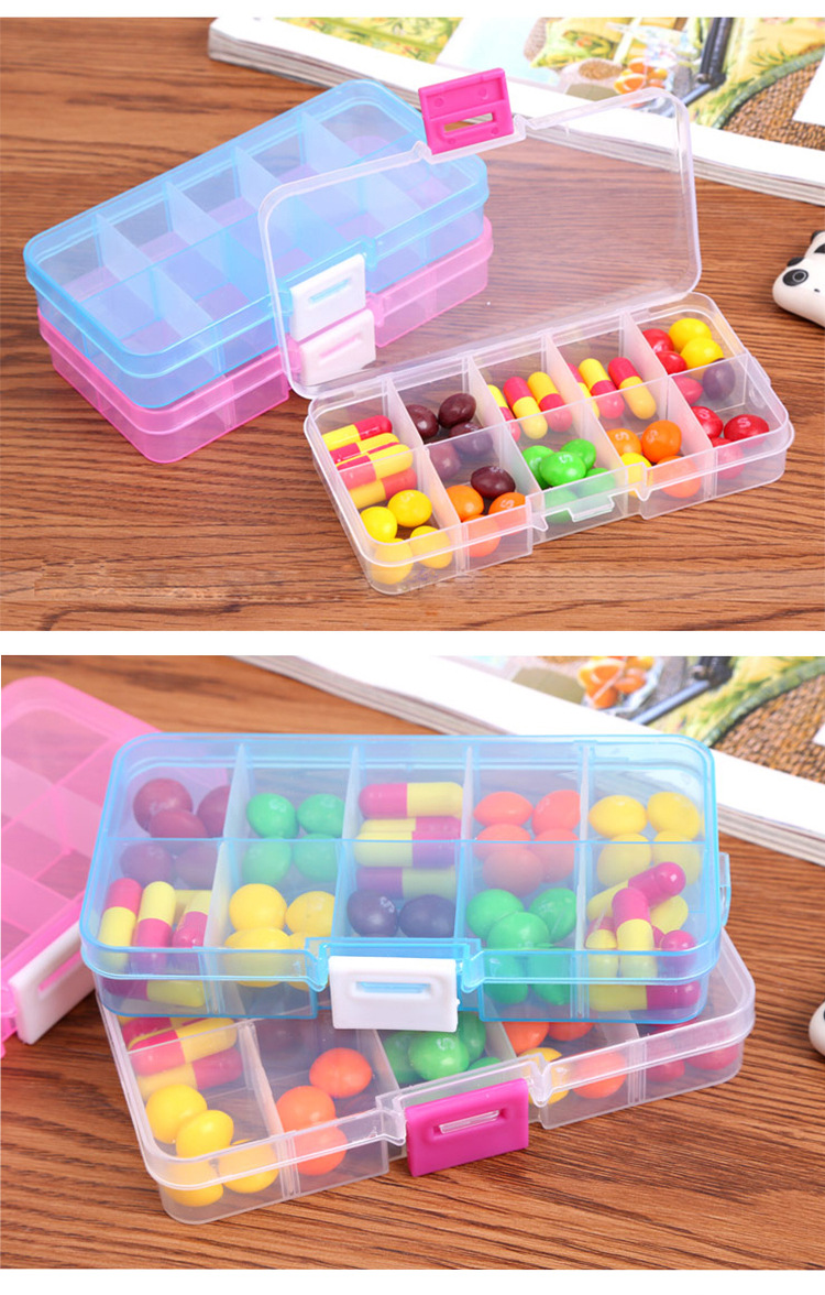 Detachable DIY Classification Transparent Mini Portable First-Aid Kit Travel Storage Box 10 Grid Jewelry Box Finishing Box