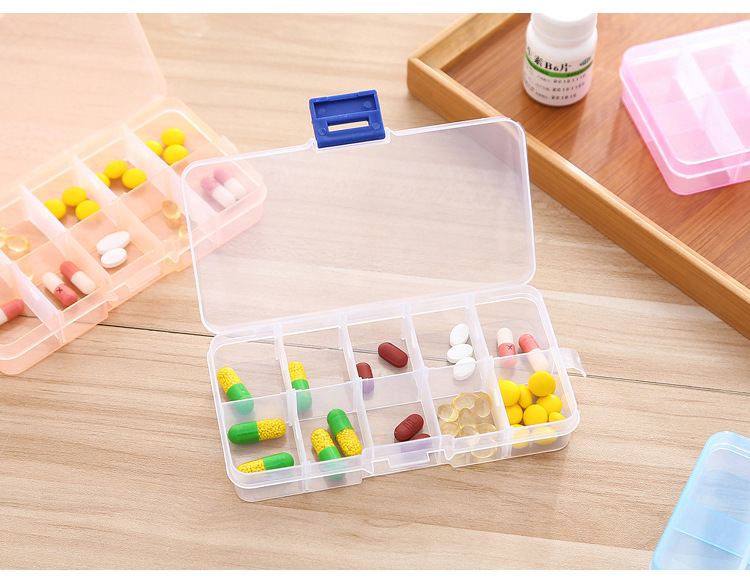Detachable DIY Classification Transparent Mini Portable First-Aid Kit Travel Storage Box 10 Grid Jewelry Box Finishing Box