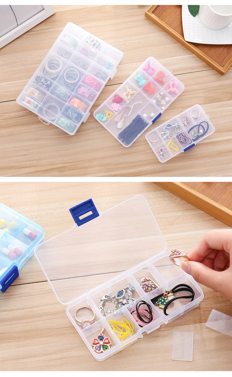 Detachable DIY Classification Transparent Mini Portable First-Aid Kit Travel Storage Box 10 Grid Jewelry Box Finishing Box