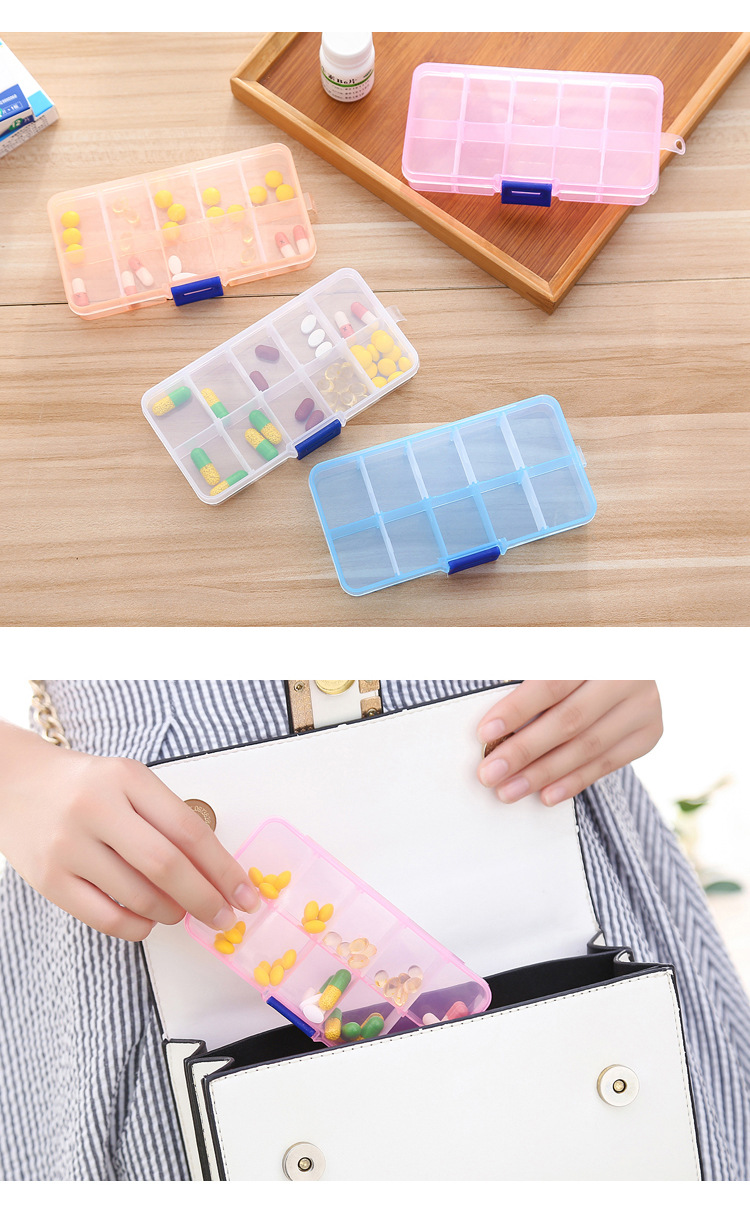 Detachable DIY Classification Transparent Mini Portable First-Aid Kit Travel Storage Box 10 Grid Jewelry Box Finishing Box