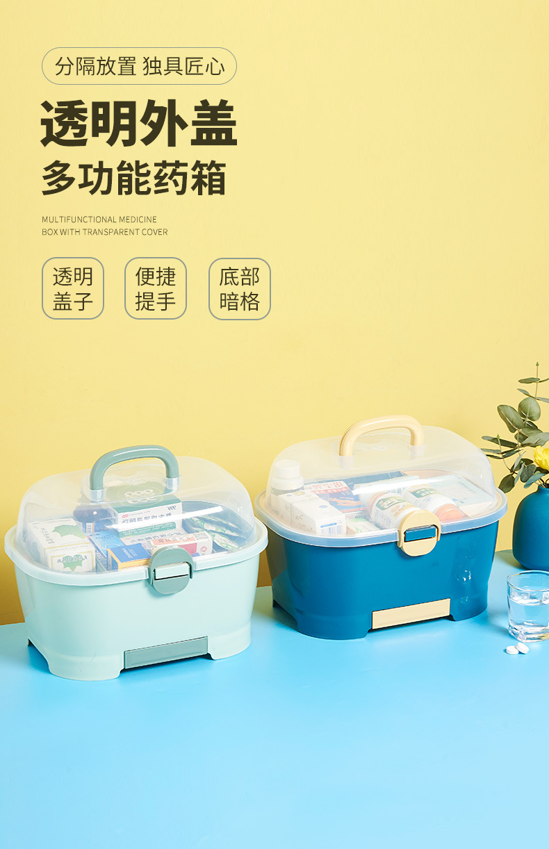 New Dustproof Large Capacity Medicine Storage Box Multi-Functional Layered Portable Medicine Box Household Emergency First Aid Kit