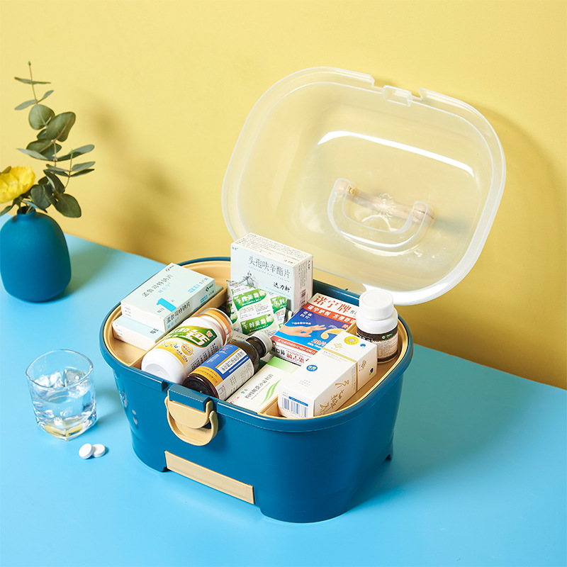 New Dustproof Large Capacity Medicine Storage Box Multi-Functional Layered Portable Medicine Box Household Emergency First Aid Kit