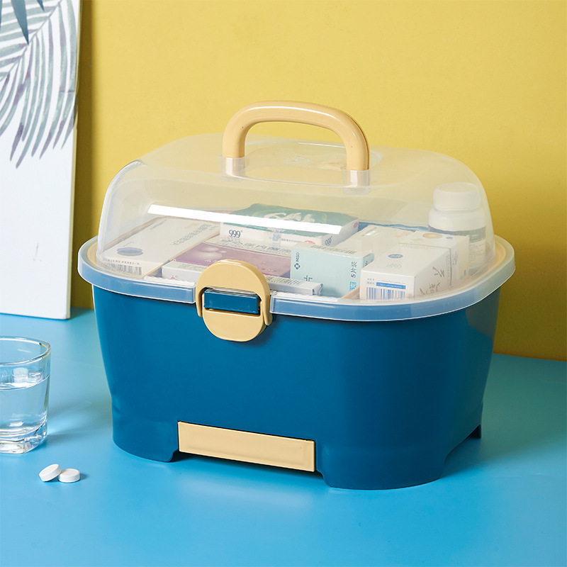 New Dustproof Large Capacity Medicine Storage Box Multi-Functional Layered Portable Medicine Box Household Emergency First Aid Kit