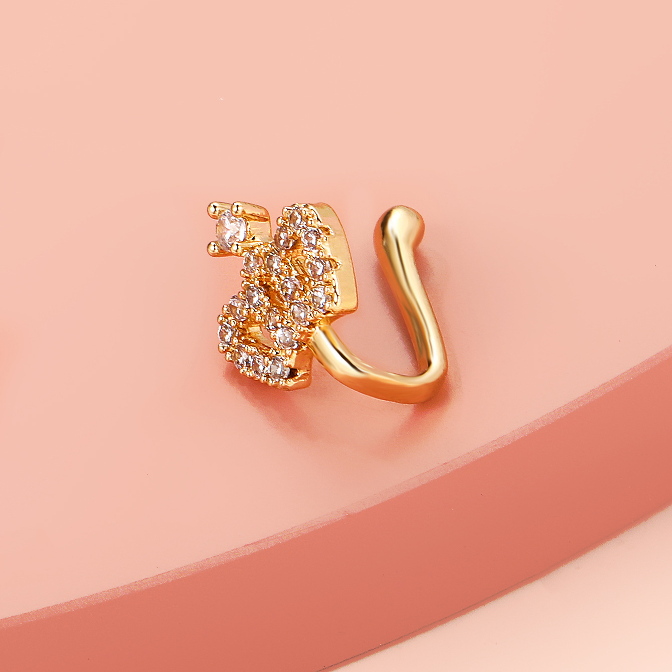 Europe and America Creative Non-Perforated U-Shaped Nasal Splint Copper Inlaid Zircon XINGX Love Crown Nose Ring False Nose Studs Piercing Jewelry Europe and America Creative Non-Perforated U-Shaped Nasal Splint Copper Inlaid Zircon XINGX Love Crown Nose Ring False Nose Studs Piercing Jewelry