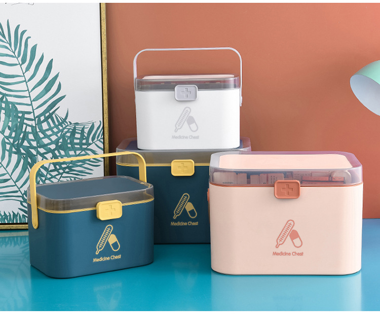 A113 Home Care Medicine Box Portable Large First Aid Medicine Box Household Plastic Medicine Cabinet Medicine Box Multi-Layer Medicine Storage Box