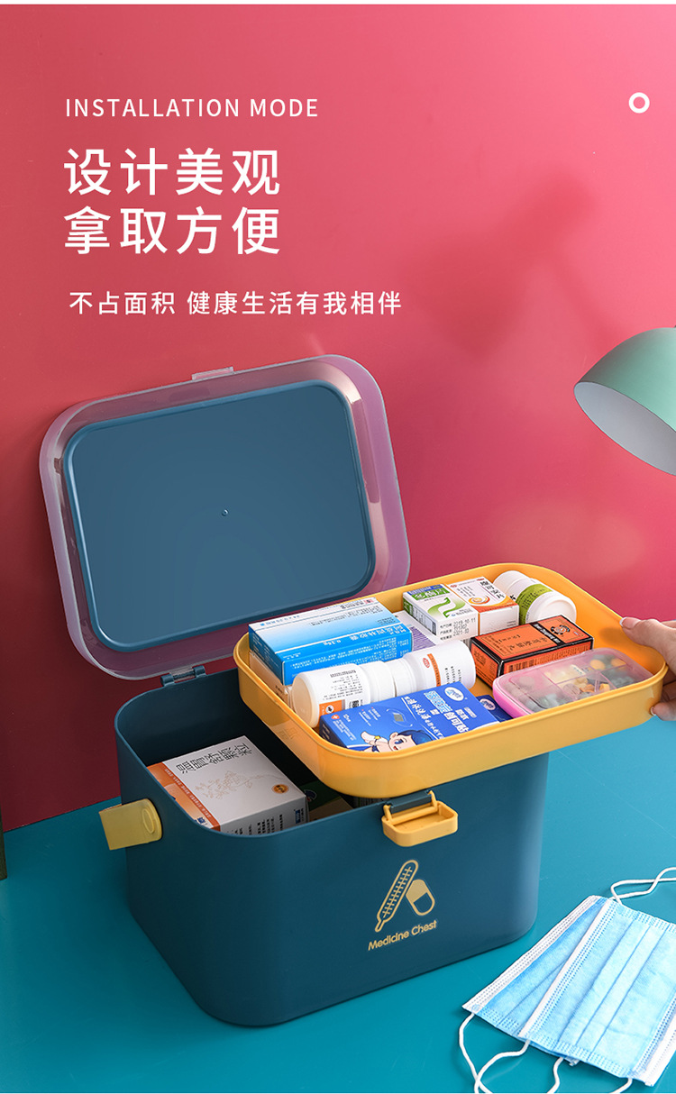 A113 Home Care Medicine Box Portable Large First Aid Medicine Box Household Plastic Medicine Cabinet Medicine Box Multi-Layer Medicine Storage Box