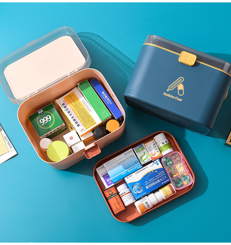 A113 Home Care Medicine Box Portable Large First Aid Medicine Box Household Plastic Medicine Cabinet Medicine Box Multi-Layer Medicine Storage Box
