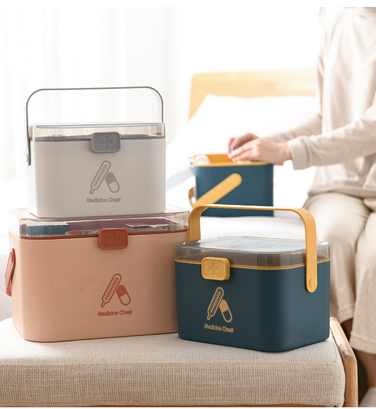 A113 Home Care Medicine Box Portable Large First Aid Medicine Box Household Plastic Medicine Cabinet Medicine Box Multi-Layer Medicine Storage Box