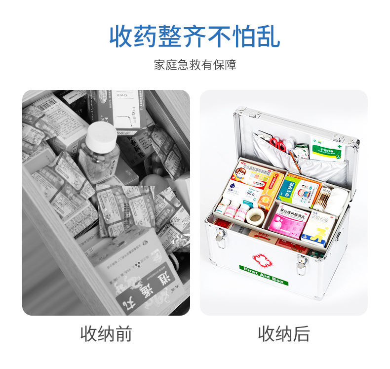 Household Medicine Box Multi-Layer First-Aid Kit Aluminum Alloy Medicine Box Large Size Large Capacity Storage Health Care Family Set Box
