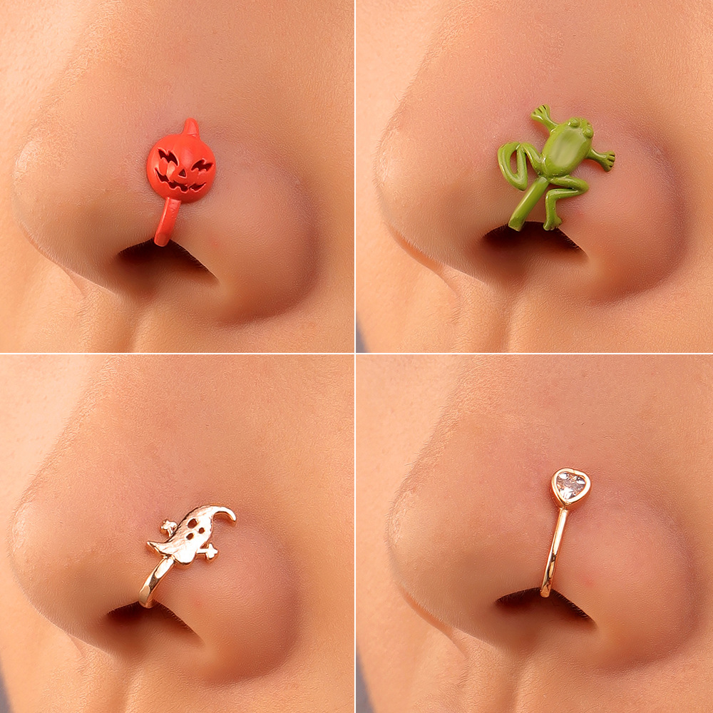 European and American Amazon Perforation-Free Nasal Splint African Vintage Copper Inlaid Zircon U-Shaped Nose Stud Adjustable Piercing Jewelry