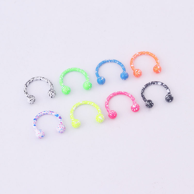 8-Color Snowflake Point Paint Ball C- Type Horseshoe Ring Nasal Septum Lip Ring Stainless Steel Piercing Ornaments Foreign Trade Cross-Border Electricity
