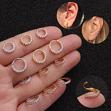 8-Color Snowflake Point Paint Ball C- Type Horseshoe Ring Nasal Septum Lip Ring Stainless Steel Piercing Ornaments Foreign Trade Cross-Border Electricity