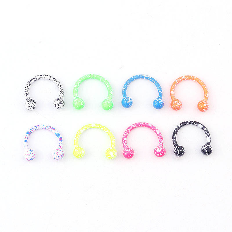 8-Color Snowflake Point Paint Ball C- Type Horseshoe Ring Nasal Septum Lip Ring Stainless Steel Piercing Ornaments Foreign Trade Cross-Border Electricity