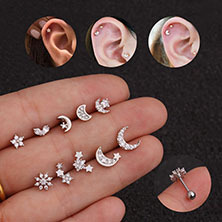 8-Color Snowflake Point Paint Ball C- Type Horseshoe Ring Nasal Septum Lip Ring Stainless Steel Piercing Ornaments Foreign Trade Cross-Border Electricity