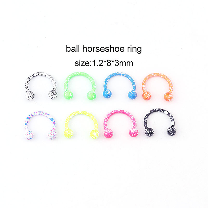 8-Color Snowflake Point Paint Ball C- Type Horseshoe Ring Nasal Septum Lip Ring Stainless Steel Piercing Ornaments Foreign Trade Cross-Border Electricity