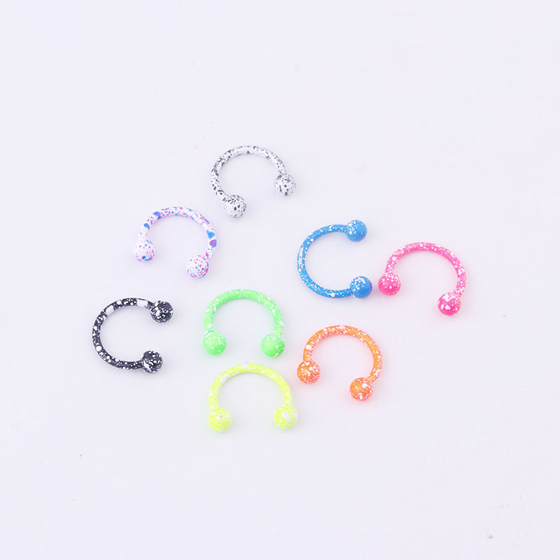 8-Color Snowflake Point Paint Ball C- Type Horseshoe Ring Nasal Septum Lip Ring Stainless Steel Piercing Ornaments Foreign Trade Cross-Border Electricity