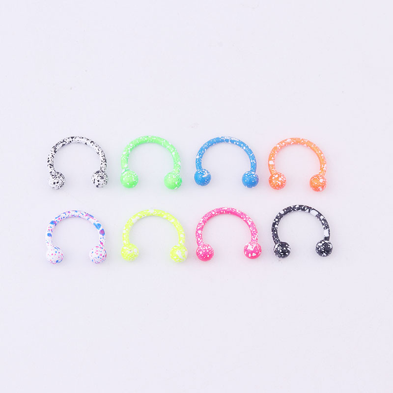 8-Color Snowflake Point Paint Ball C- Type Horseshoe Ring Nasal Septum Lip Ring Stainless Steel Piercing Ornaments Foreign Trade Cross-Border Electricity