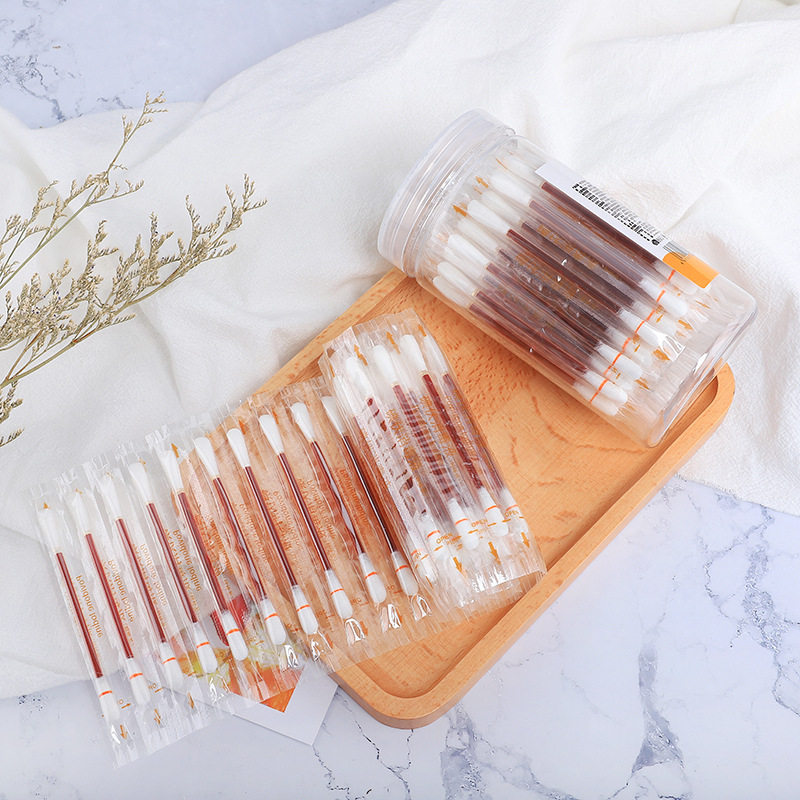 Two-Head Cotton Swabs Customized 50 Cylinder Medical Iodine Stick Disposable Supplies Disinfection Cleaning Wound Cotton Swab Stick