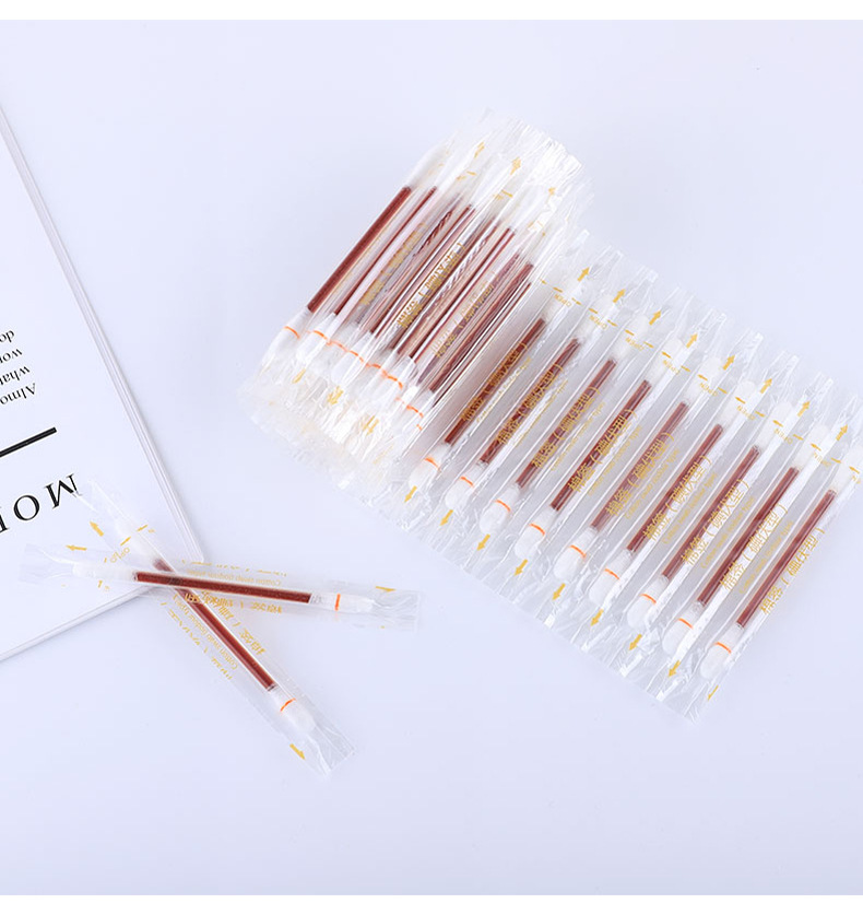 Kangmin 50 PCs Povidone Cotton Swabs Double-Headed Disposable Broken Iodine Cotton Swab Stick Wound Disinfectant Box Cotton Swab