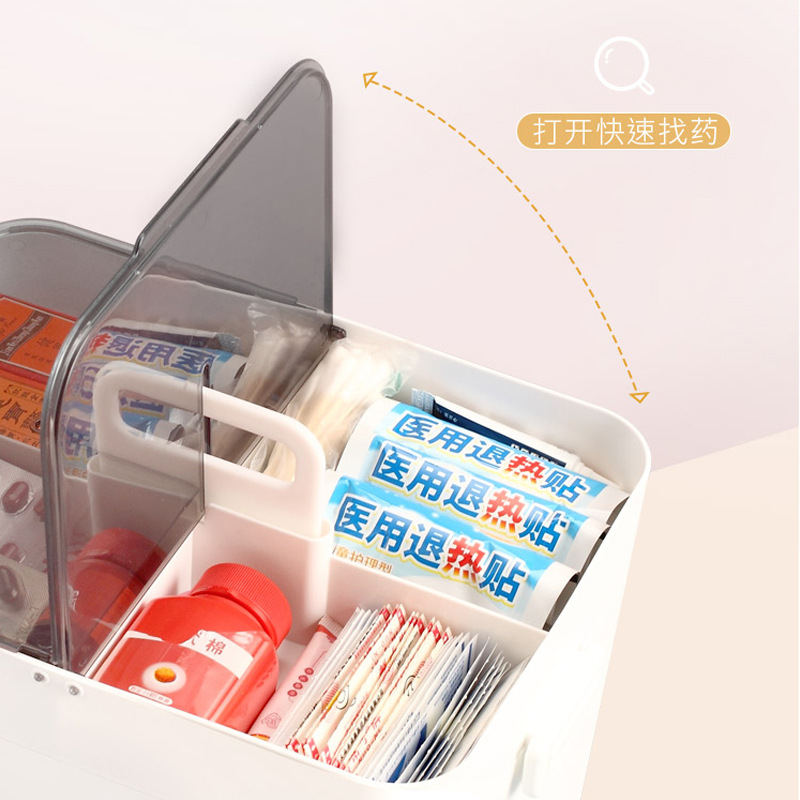 Household Drug Storage Portable Medicine Box Flip Plastic Small Medicine Box Household First Aid Double-Layer Medicine Box Medicine Box