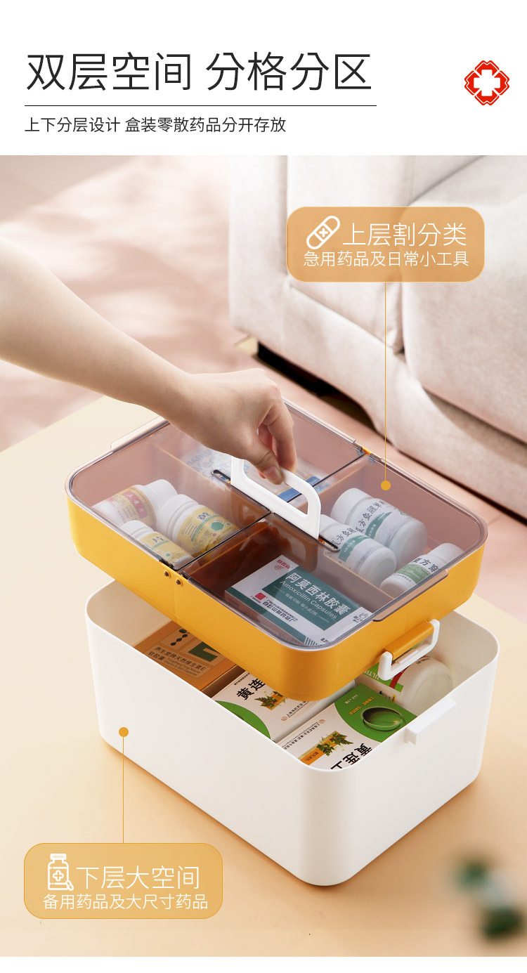 Household Drug Storage Portable Medicine Box Flip Plastic Small Medicine Box Household First Aid Double-Layer Medicine Box Medicine Box