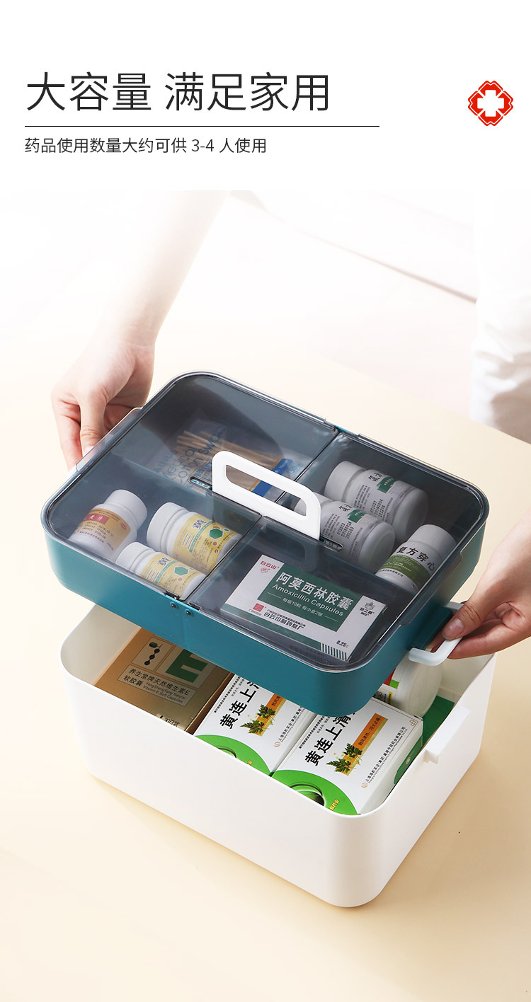 Household Drug Storage Portable Medicine Box Flip Plastic Small Medicine Box Household First Aid Double-Layer Medicine Box Medicine Box