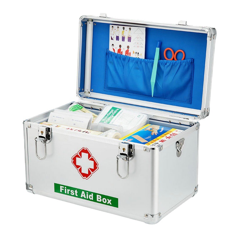 Aluminum Alloy Family Emergency First Aid Medicine Box Household Portable First-Aid Kit Set Drug Storage Metal Small Medicine Box