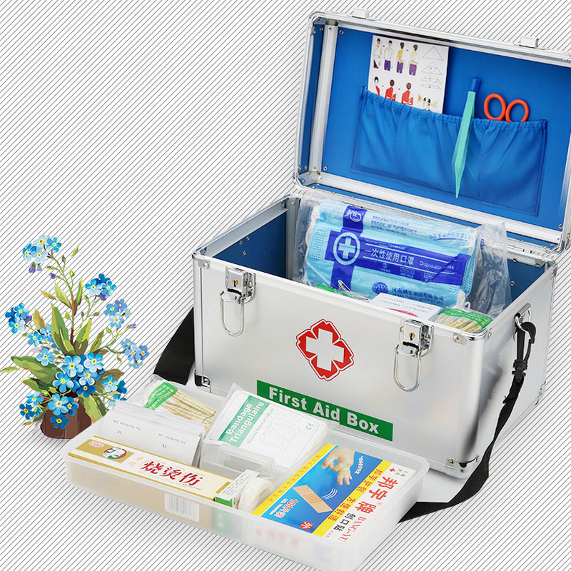 Aluminum Alloy Family Emergency First Aid Medicine Box Household Portable First-Aid Kit Set Drug Storage Metal Small Medicine Box
