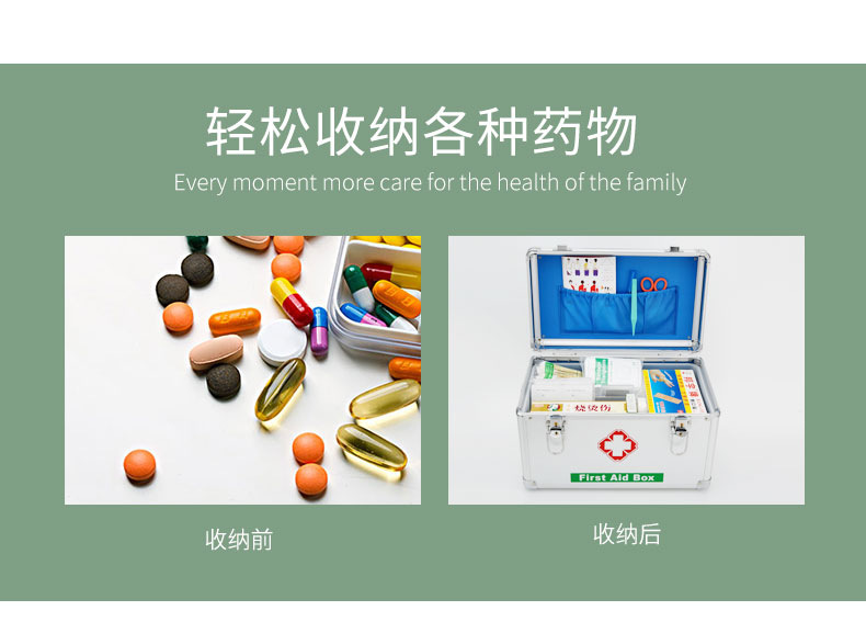 Aluminum Alloy Family Emergency First Aid Medicine Box Household Portable First-Aid Kit Set Drug Storage Metal Small Medicine Box
