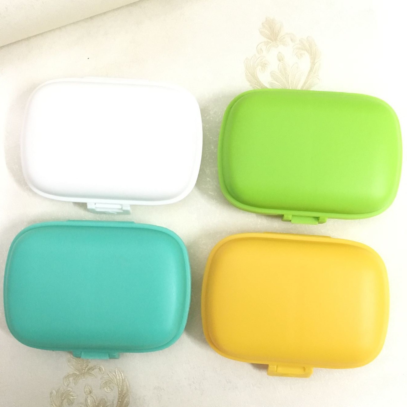 8-Grid Double-Layer Seal Ring Solid Color Medicine Box Portable Sorting Drug Storage Box Mini Take It with You Medicine Box