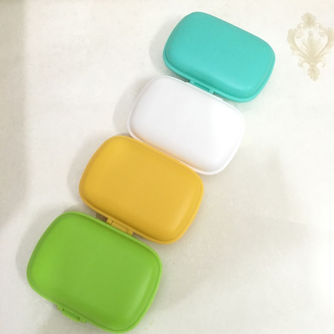 8-Grid Double-Layer Seal Ring Solid Color Medicine Box Portable Sorting Drug Storage Box Mini Take It with You Medicine Box