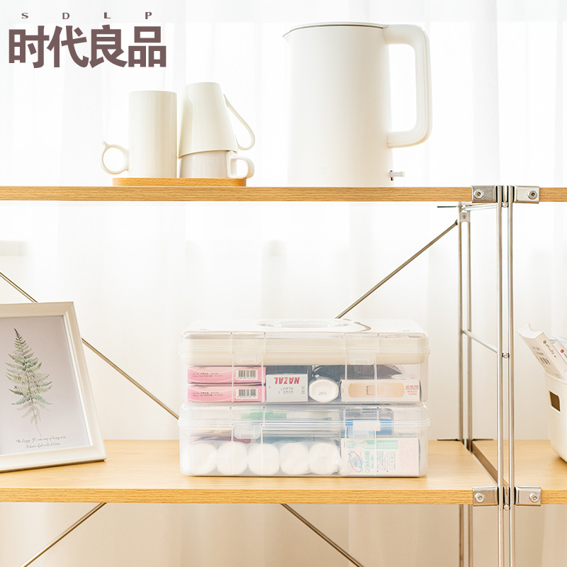 Medicine Box Household Large Capacity Children&#039;s Small Medicine Box First Aid Kit Multi-Layer Family Drug Category Storage Box
