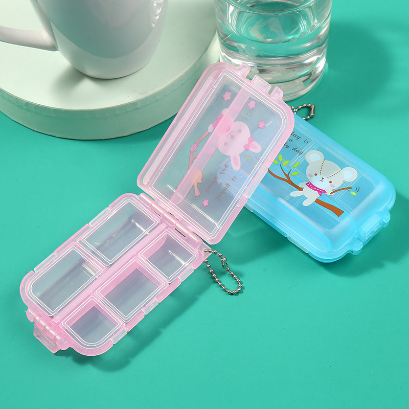 Portable 10-Grid Pill Box Double-Layer Sealed Portable Drug Storage Box Outdoor Moisture-Proof Mini Portable First-Aid Kit Wholesale