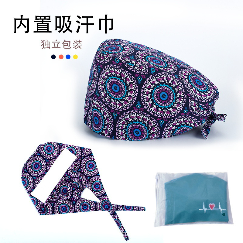 Surgical Cap Female Doctor&#039;s Cap Cotton Printed Operating Room Hat Stomatology plus Clinch Cap ICU Nurse Cap