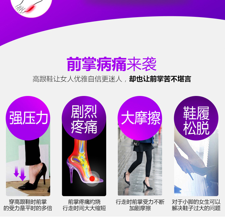 Half size pad front palm pain resistant thickened non-slip sole pad high heel pad invisible Half pad pad sandals for women silicone
