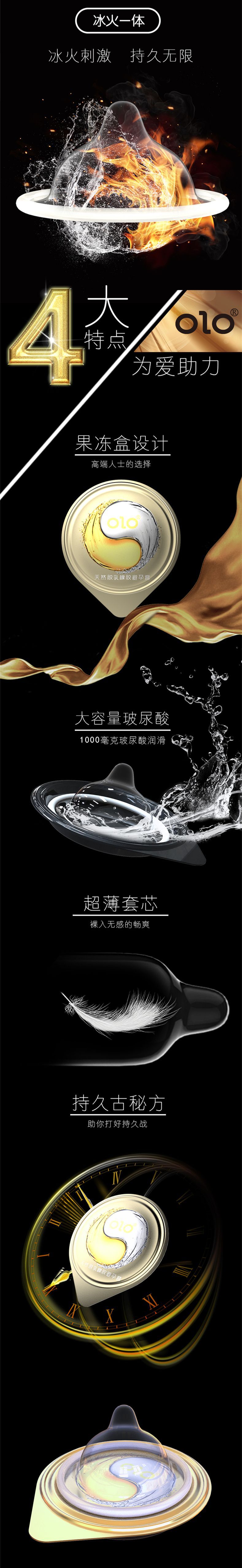 Olo Ultra-Thin Hyaluronic Acid Condom Men's Long-Lasting Condom 001 Adult Sex Hotel Family Planning Supplies Wholesale