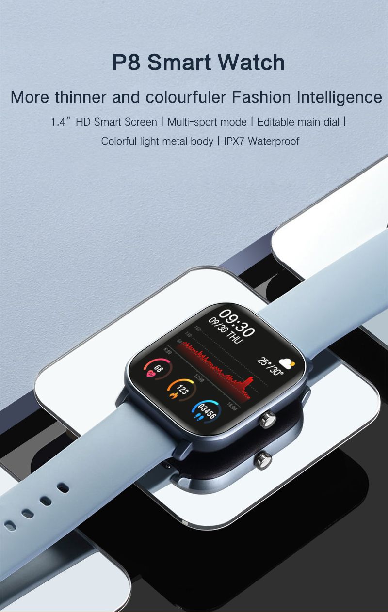 P8 Smart Watch Heart Rate and Blood Pressure Monitoring 14Inch HD Full Touch Screen Multi Movement Bracelet 67waterproof P8 Smart Watch Heart Rate and Blood Pressure Monitoring 14Inch HD Full Touch Screen Multi Movement Bracelet 67waterproof